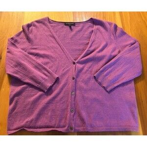 Eileen Fisher Petite Women’s Cardigan. PL. 3/4 Sleeve. Cotton Cashmere. Button